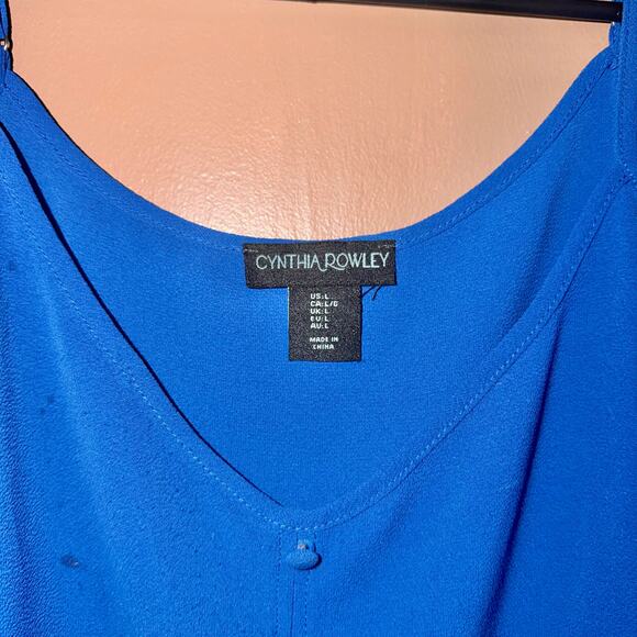 Cynthia Rowley Women's Blue Button Down Sleeveless Blouse - Size Large - Picture 2 of 6